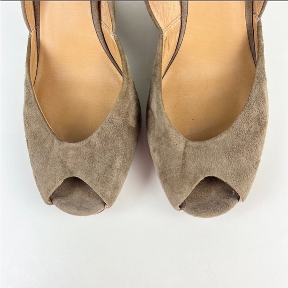 KORS MICHAEL KORS Vivian Peeptoe Suede Wedges Rockabilly Retro Pinup Twee Y2K - Picture 4 of 11